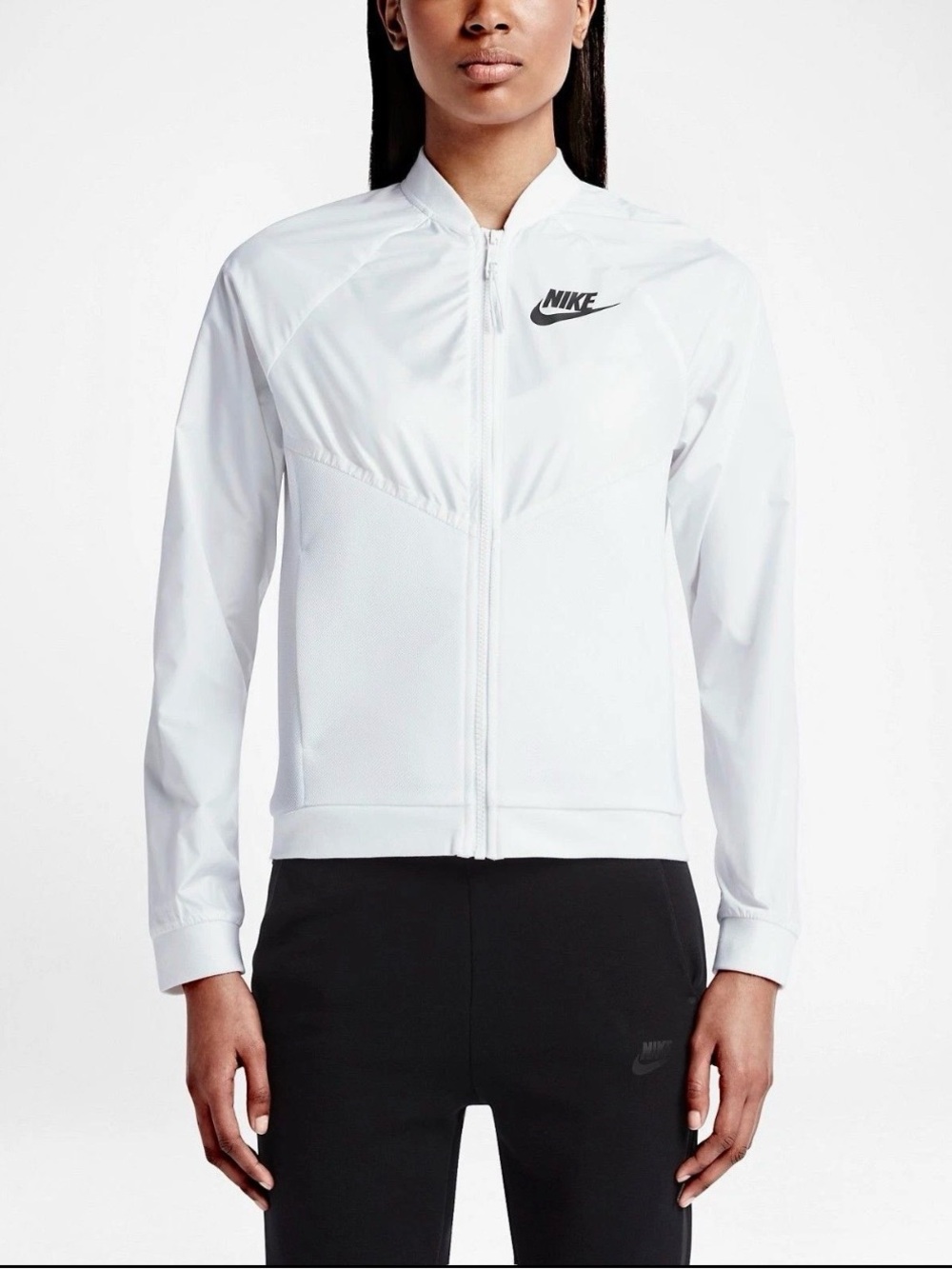 Nike Tech Hypermesh Bomber Womens Sport Jacket Size XS White [725850-100]